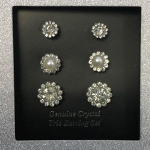 Genuine Crystal Trio Earring Set